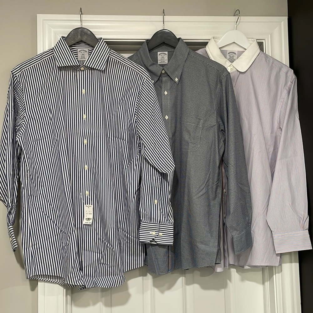 NEW Brooks Brothers Regent Dress Shirt, Non-Iron Stripe - Blue - 16